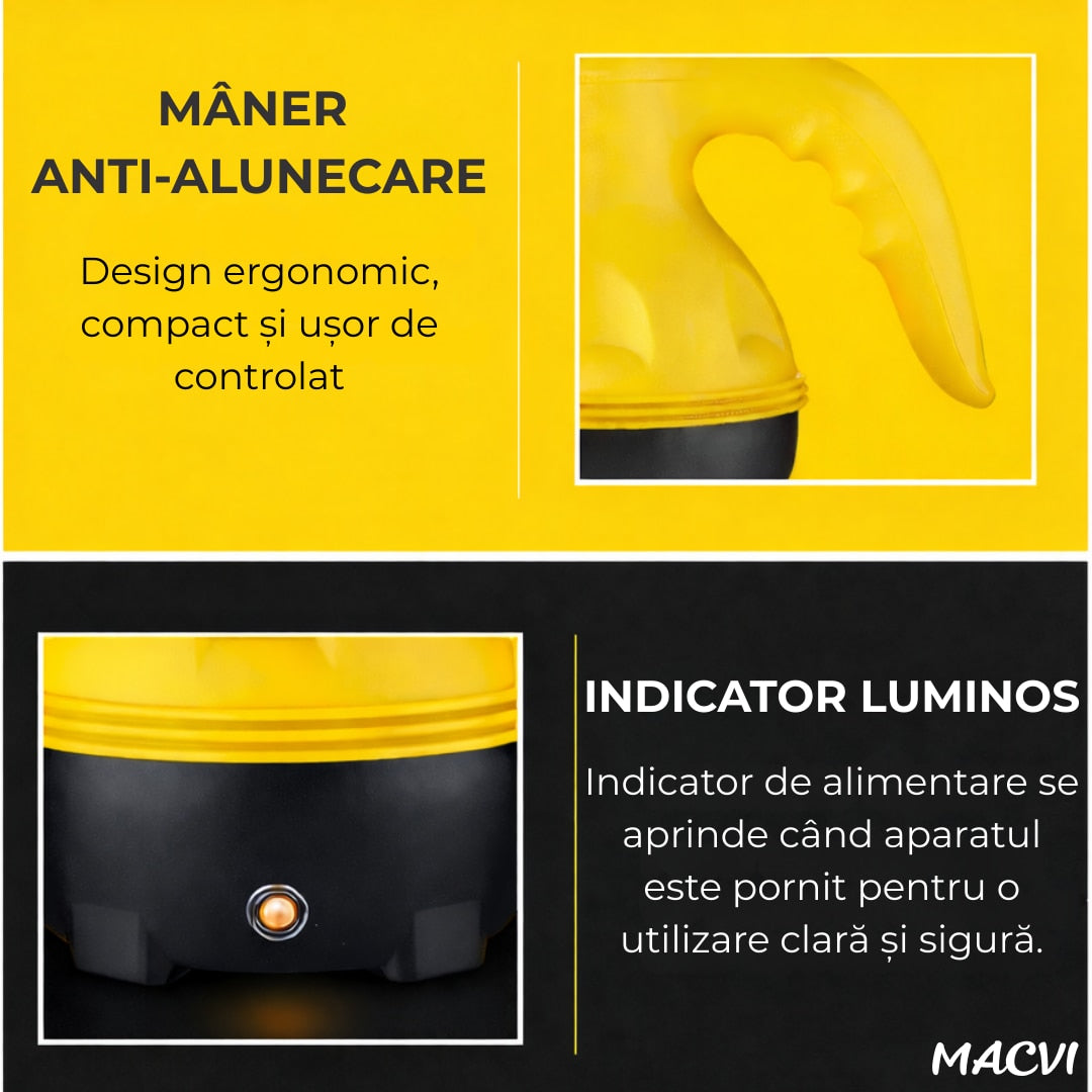 Aparat de curatat cu aburi Macvi® cu maner 8 in 1 galben-negru”