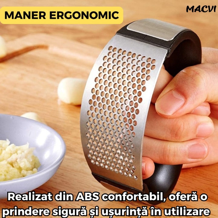Zdrobitor de usturoi Macvi®, presa manuala din inox, usor de curatat