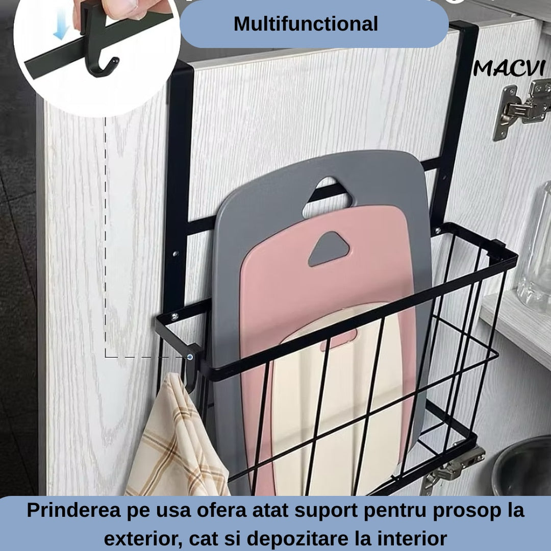 Cos metalic suspendat Macvi®, organizator pentru dulap baie sau bucatarie, economisire spatiu, otel carbon, montaj simplu