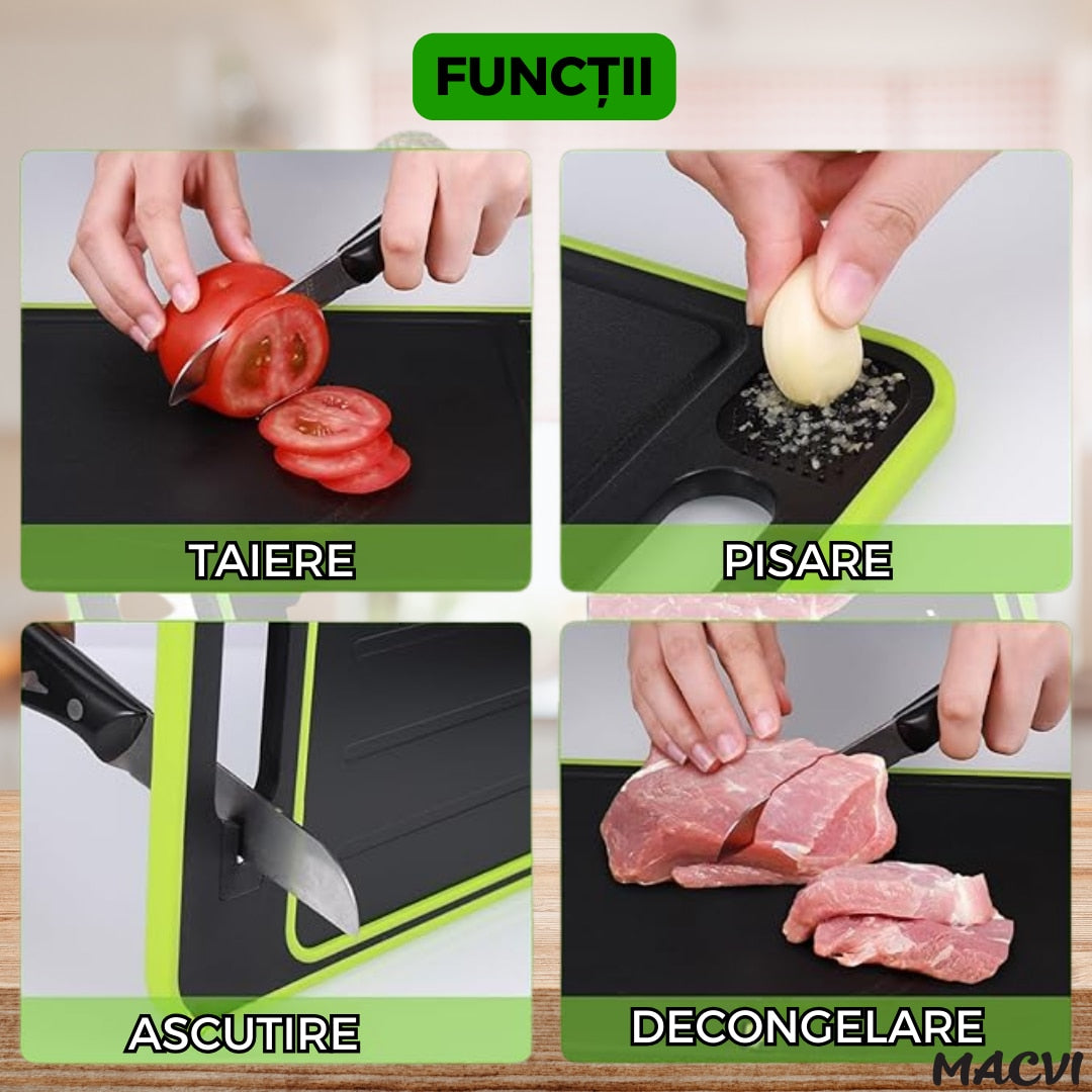 Tocator de Bucatarie 4 in 1 Macvi® pentru Dezghetare Rapida si Taiere 36, 5x25x1cm