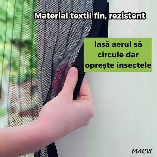 Perdea Anti-Insecte Macvi® cu Inchidere Magnetica, 210x100 cm, Plasa Fina, Fixare Usoara, Ideala pentru Usi de Balcon sau Terasa