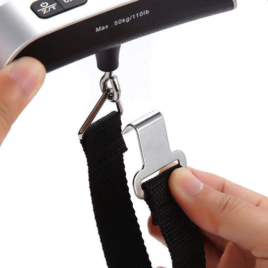 Cantar pentru Bagaje Digital Macvi®, Capacitate 50kg, Argintiu, Functie Masurare Temperatura
