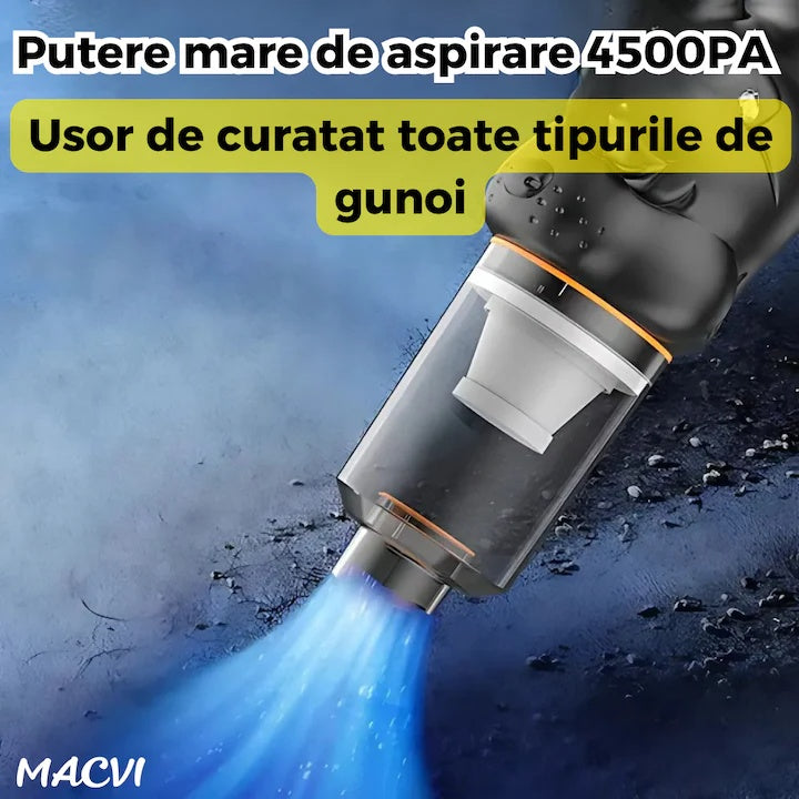 Aspirator Auto si de Birou Portabil Macvi® cu Functie de Suflare si Aspiratie, Mini, Putere Mare, Reincarcabil USB