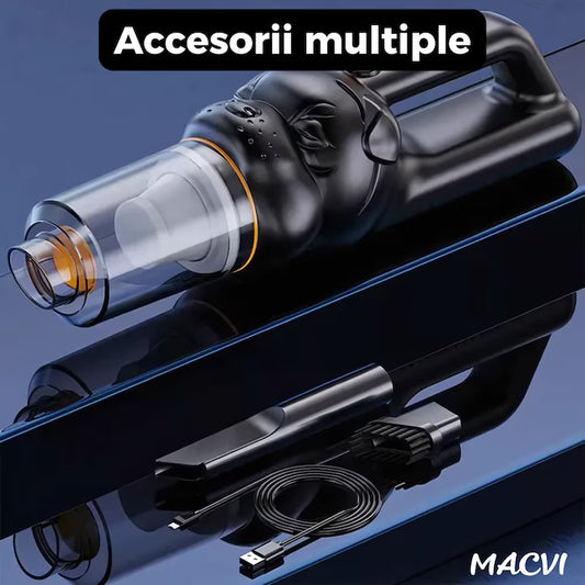 Aspirator Auto si de Birou Portabil Macvi® cu Functie de Suflare si Aspiratie, Mini, Putere Mare, Reincarcabil USB
