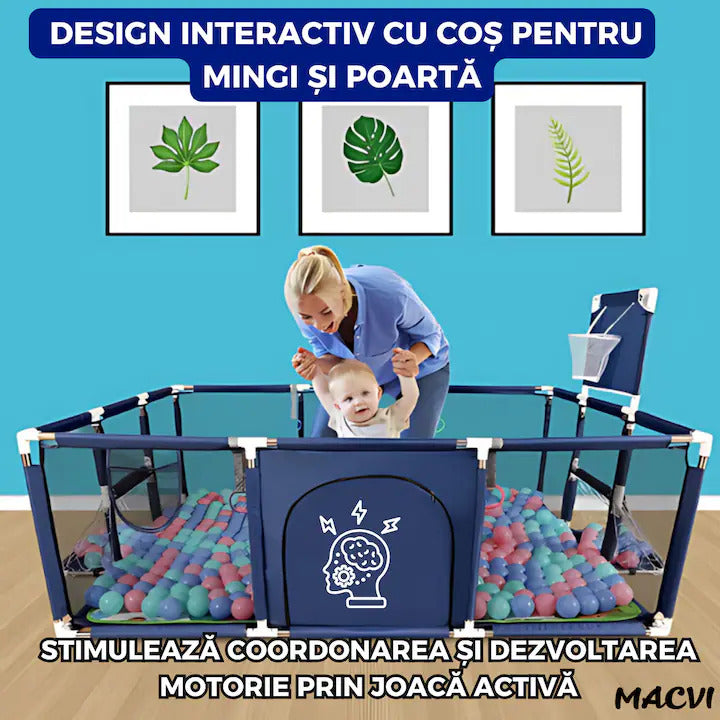 Tarc pentru copii Macvi®, gard de siguranta, 6 luni - 6 ani, 188x124x66 cm, albastru