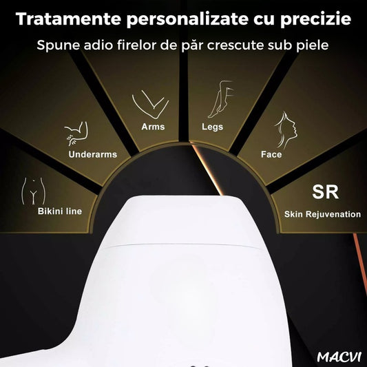Aparat epilare Macvi® IPL profesional Tehnologie cu lumina pulsata pentru rezultate vizibile si durabile