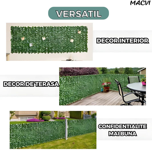 Gard Artificial Macvi® cu Frunze Verzi Tip Iedera Solutia Eleganta pentru Confidentialitate si Decor in Aer Liber, dimensiuni 300/100
