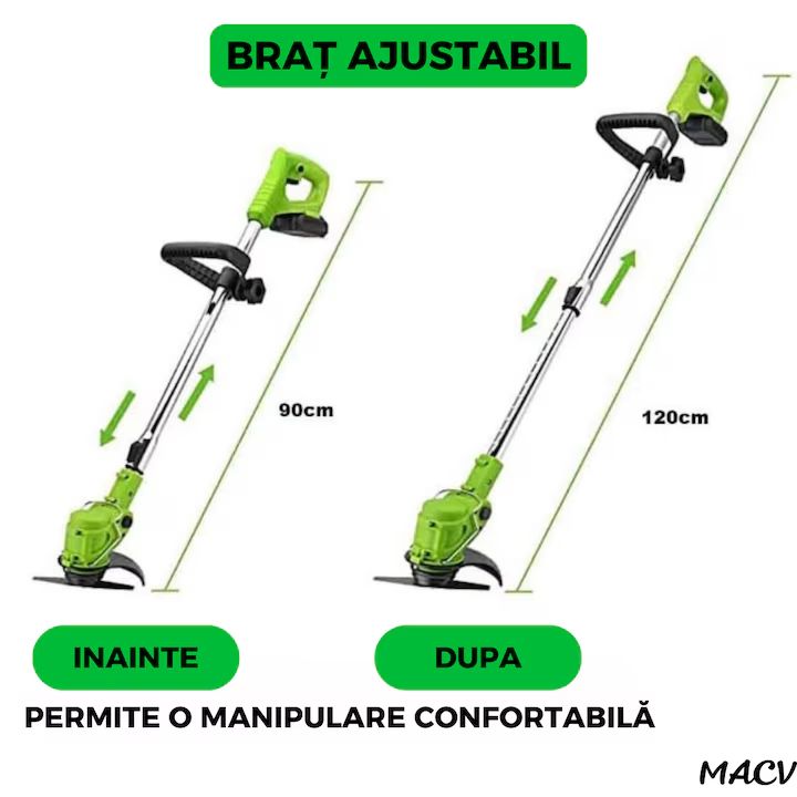 Motocoasa electrica, 2 acumulatori 48V, putere 4000 mAh, 18000 RPM