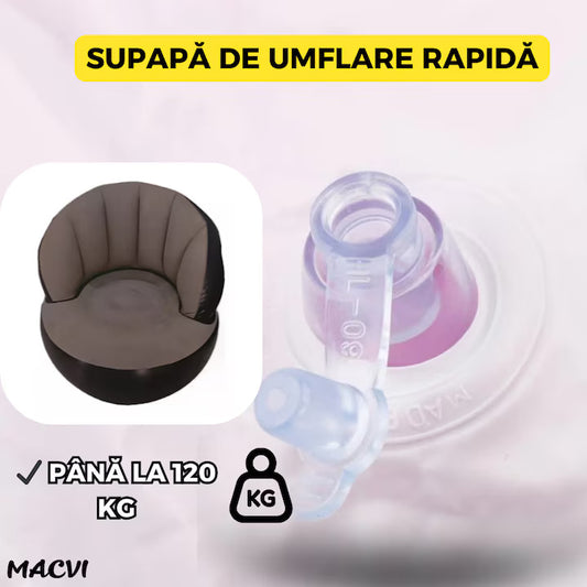 Scaun gonflabil confortabil cu pompa inclusa, design modern, dimensiuni 85x70 cm, ideal pentru interior si exterior, Gri
