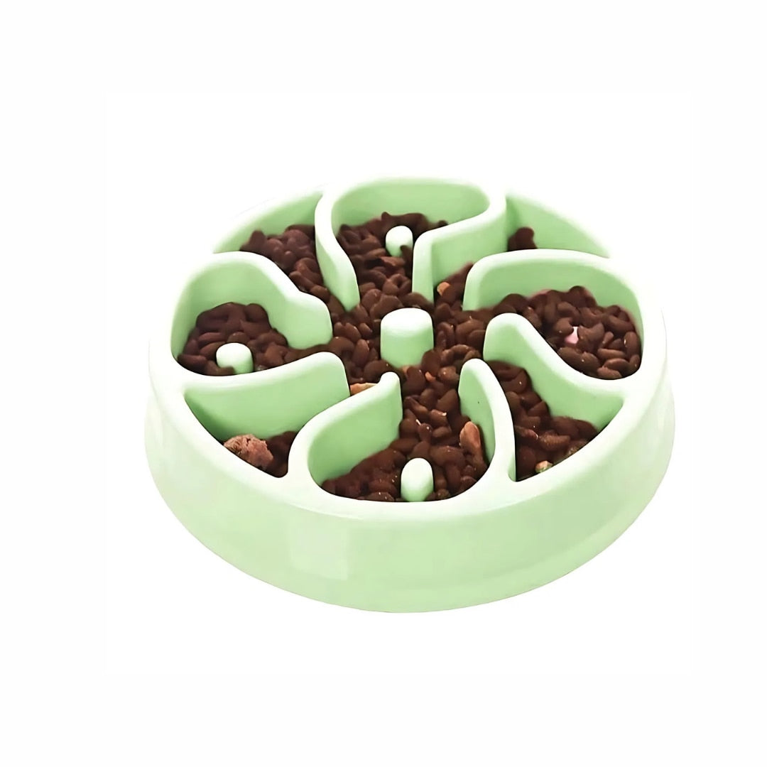 Bol Macvi® pentru caini, hranire lenta, plastic, antiderapant, 19 cm, verde