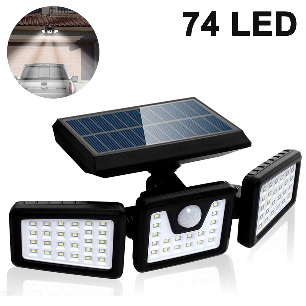 Lampa Solara 1725 Macvi® de Perete cu 74 LED-uri si Senzor Solar, 3000mAh, Rezistenta la Intemperii, IP65