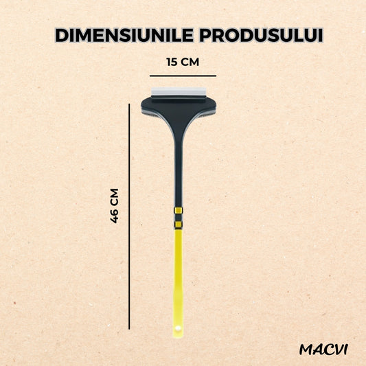 Racleta Macvi®, cauciuc, 46 x 15 cm, negru/galben, pentru curatarea rapida a sticlei si placilor