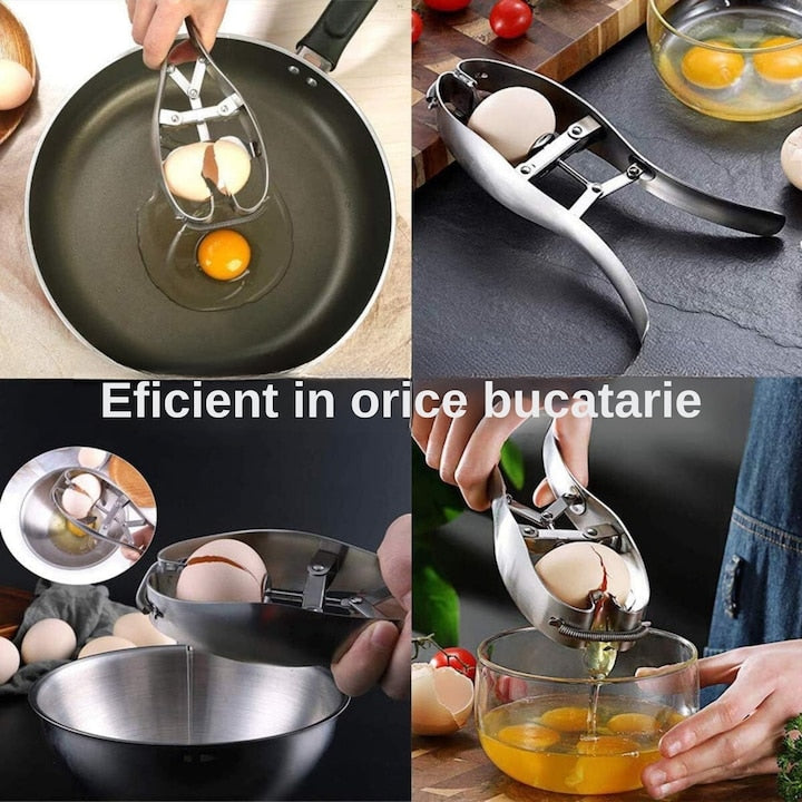 Deschizator de Oua din Otel Inoxidabil Macvi®, Taiere Rapida si Curata pentru Oua Crude sau Fierte, Usor de Folosit si Igienic, Design Elegant si Durabil