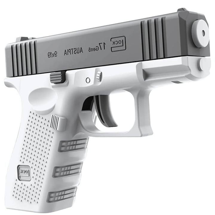 Pistol cu apa copii Macvi®, gri, actionare manuala, jucarie vara exterior, dezvoltare dexteritate, 11.5 x 10 x 2.5 cm