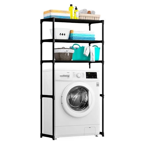 Raft modular Macvi® cu 3 polite pentru deasupra masinii de spalat, 63.5 x 30 x 154 cm, suport depozitare spatiu redus, Alb