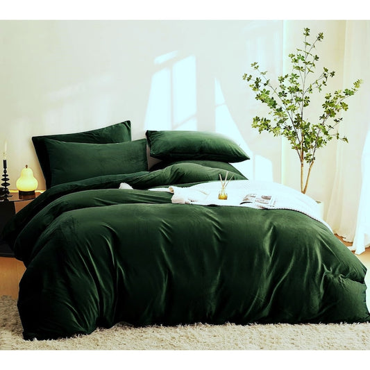 Lenjerie de pat Macvi® Verde 4 piese cearceaf cu elastic 180x200 cm pilota 200x230 cm 2 fete perna 50x70 cm pat dublu