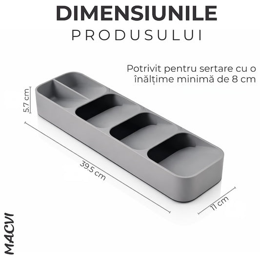 Suport tacamuri Macvi® organizator compact material durabil design modern stabilitate sporita culoare gri
