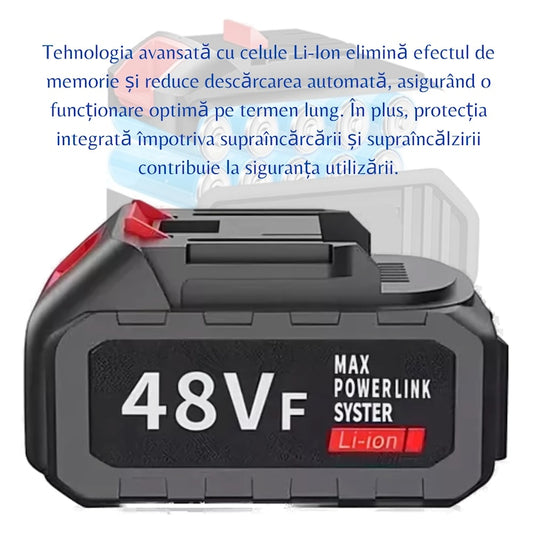 Acumulator Li-Ion 48VF, MACVI, 4 Ah, Negru, pentru unelte electrice