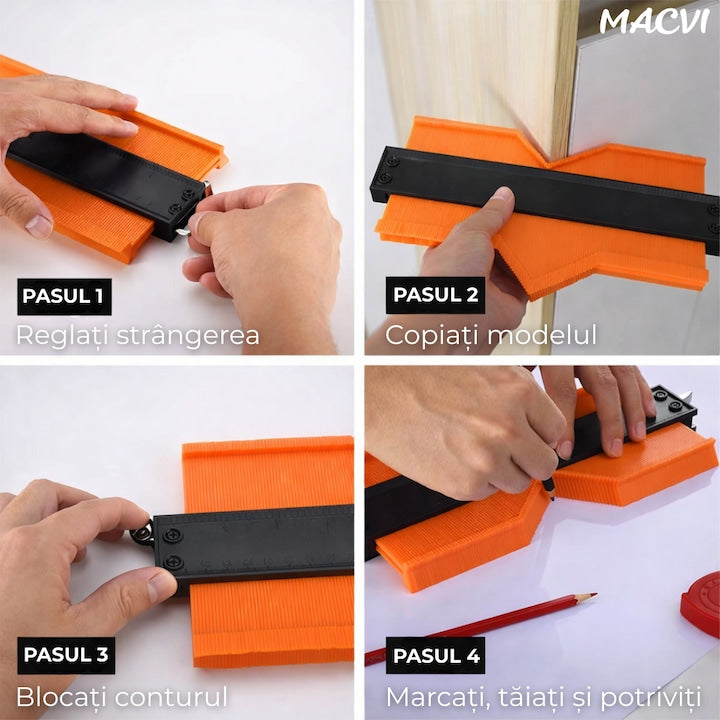 Instrument de Masurare Colturi Macvi®, 12cm, Plastic, Negru/Portocaliu, pentru Renovari si Bricolaj