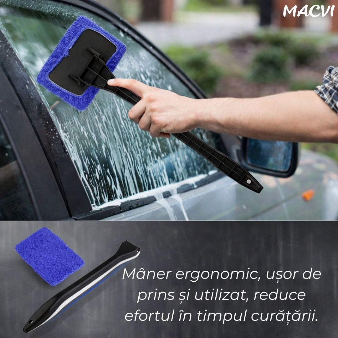 Instrument curatare geamuri auto MACVI, maner ergonomic, laveta microfibra reutilizabila, plastic PP, 34cm