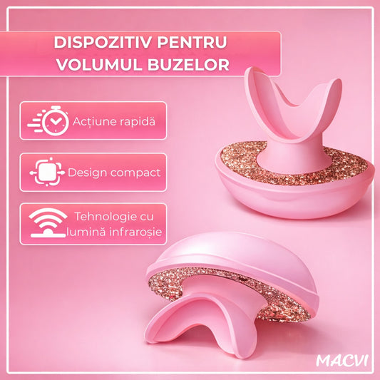 Dispozitiv volum buze MACVI, LED rosu 24 lumini, compact 8.5 cm, incarcare Type C