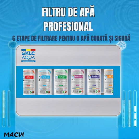 Filtru de apa No.1 Macvi®, statie de ultrafiltrare cu 6 trepte, alcalinizare 0.01 microni, capacitate 8000L, debit 2.5 l/min, montaj chiuveta