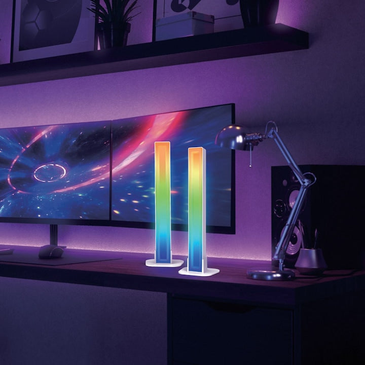 Set 2 Lampi Party LED RGB USB Macvi, 20 Programe, 7.5x3.5x28cm, Multicolor