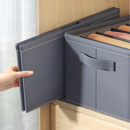 Organizator haine, MACVI, 9 compartimente, pliabil, rigidizat, gri, 44x25x20cm