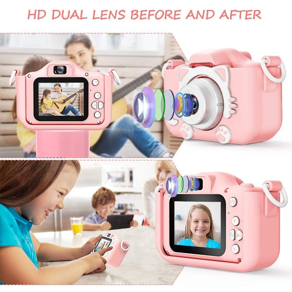 Camera Foto pentru Copii Macvi® 1080P HD 23MP 32GB Ecran 2 Inch Selfie Jocuri Roz