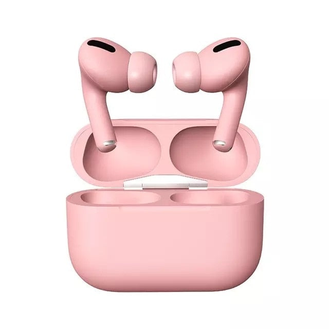 Casti wireless Air Pro 3 Macvi®, compatibile Android/iPhone, HD audio/ voce, dual HD true stereo, performanta, confort, cutie de incarcare portabila, autonomie 24 h, control tactil inteligent, Roz