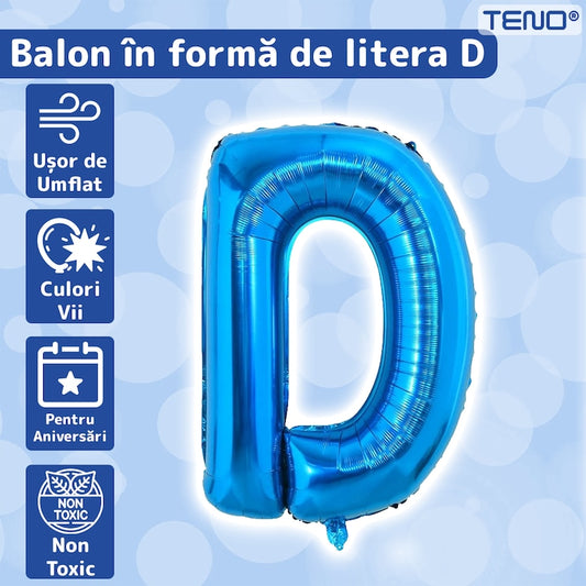 Balon in Forma de Litera D Teno®, metalizat, pentru Petreceri/Aniversari/Evenimente, rezistent, folie, albastru, 40 cm
