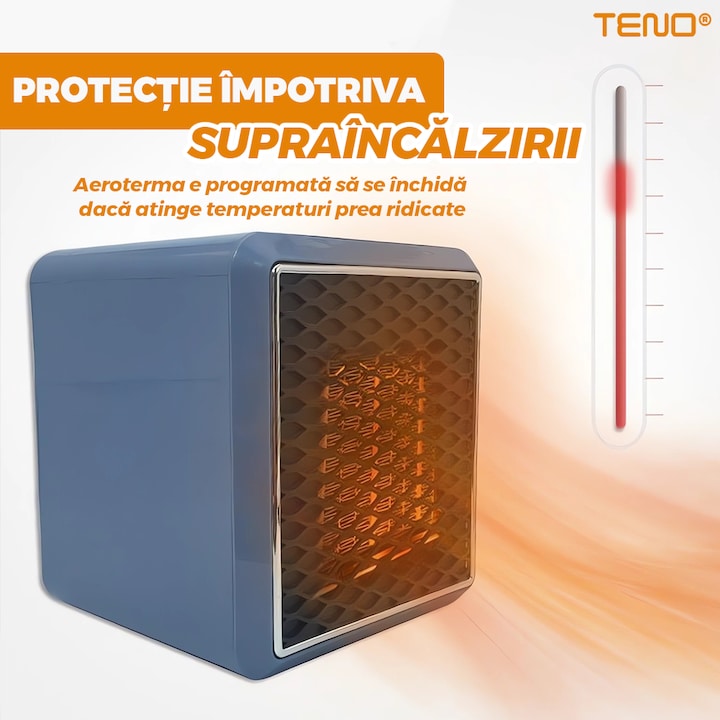 Mini Aeroterma Portabila Teno, 1200 W, incalzire rapida, gri