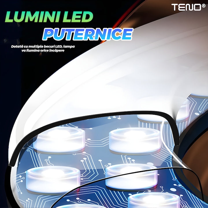 Lampa Circulara Ring Light Teno®, Diametru 30.5cm/12 Inch, moduri RGB, 10 trepte reglaj, trepied 210 cm, suport triplu telefon, compatibilitate universala, multicolor