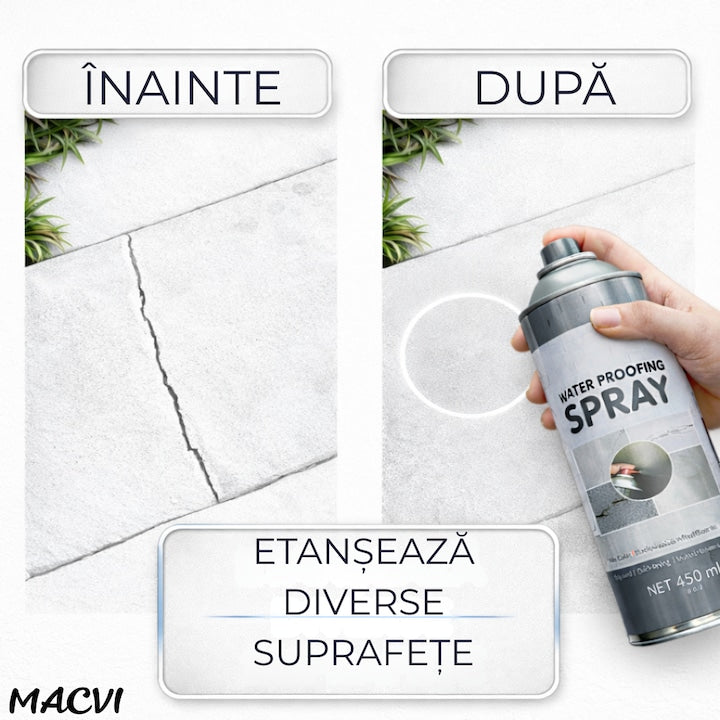 Spray Etansare Macvi® 450ml Hidroizolatie Rapida, Impermeabilizare Crapaturi, Protectie de Lunga Durata, Alb