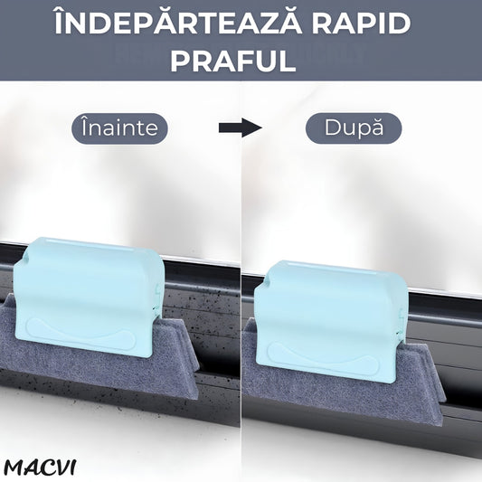 Set Curatare Geamuri Macvi® 3 Dispozitive Profesionale pentru Termopan Colturi Sina Ferestre cu 2 Mini Perii 3 Lavete Rezerva