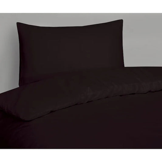 Lenjerie de pat Macvi®, 2 persoane, 3 piese, husa pilota + 2 fete perna, bumbac satinat 100%, 205TC, negru