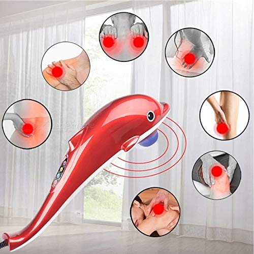Aparat De Masaj Macvi® Delfin cu Role din Plastic, Vibratii si Infrarosu, pentru Spate Picioare Brate si Talpi, 2 Viteze 2600-3200 Rot/min, Putere 28W, Alimentare la Priza 220V, Lungime 40 cm