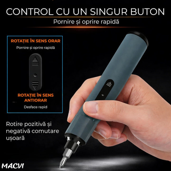 Set Surubelnita Electrica de Precizie Macvi® 49 in 1, Reincarcabila, Fara Fir, pentru Reparatii Mobile, Baterie Li-ion 400mAh