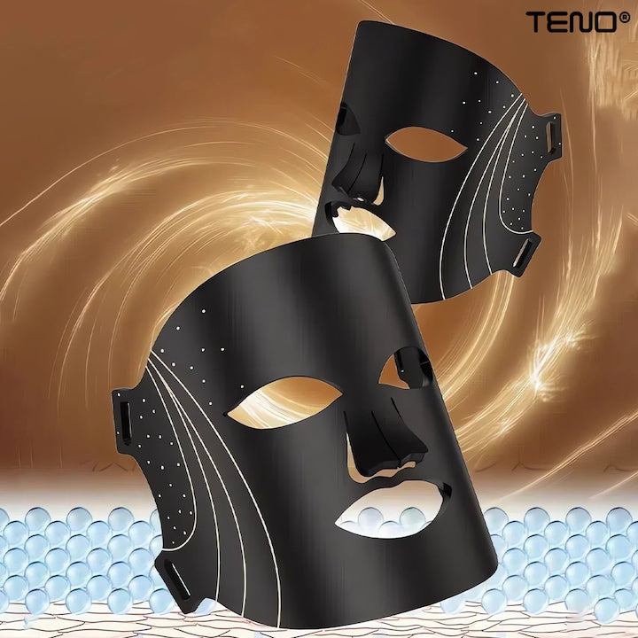 Masca Faciala cu Tratament LED Teno®, fototerapie, 8 moduri de iluminare, elimina ridurile si petele pigmentare, anti-acnee, anti-imbatranire, pentru toate tipurile de ten, negru