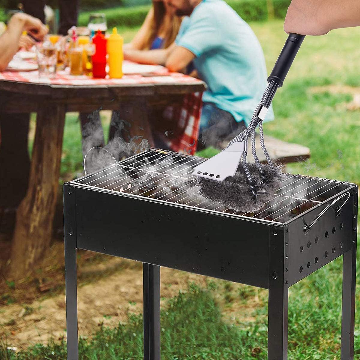 Perie gratar Macvi® curatare grill din inox cu racleta 7 cm si sarma inox galvanizat dimensiune totala 45 x 7 x 8 cm