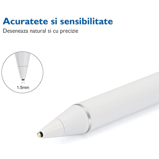 Stylus universal Macvi, alb, magnetic, pentru tablete