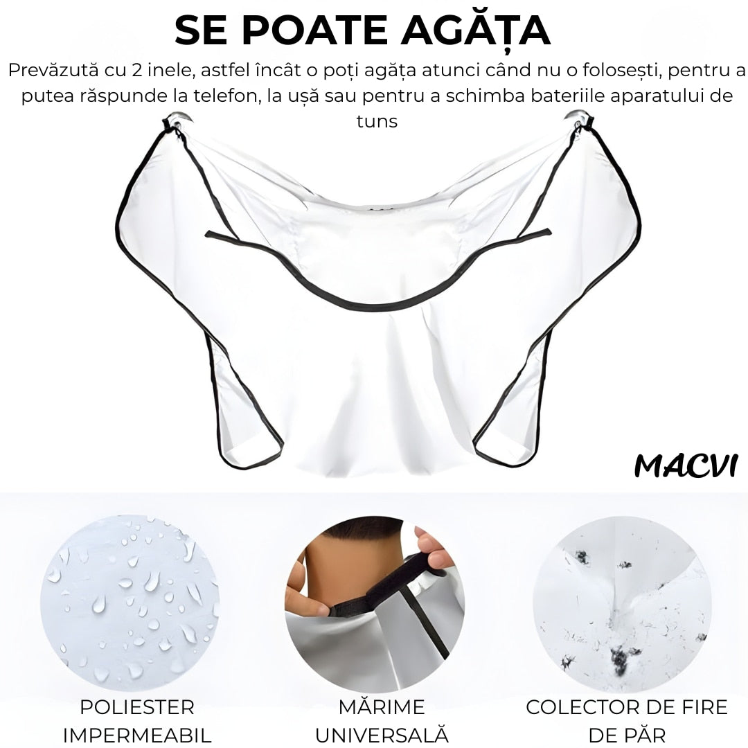 Pelerina tuns Macvi, impermeabila, cu ventuze, alb, 100x70cm