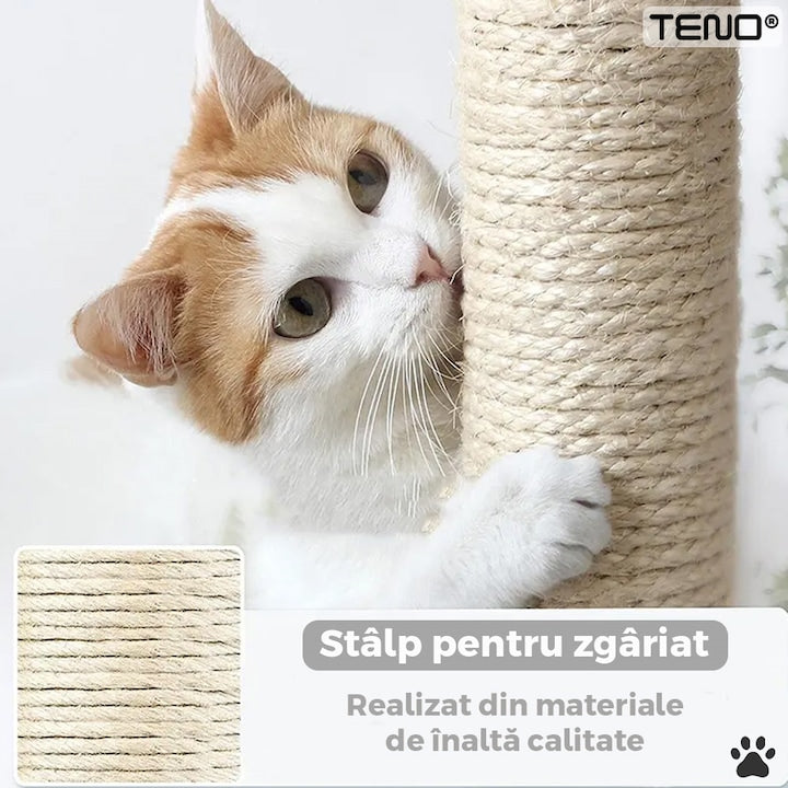 Ansamblu de Joaca Pisici Teno, 1 nivel, loc de relaxare, 42cm, gri deschis