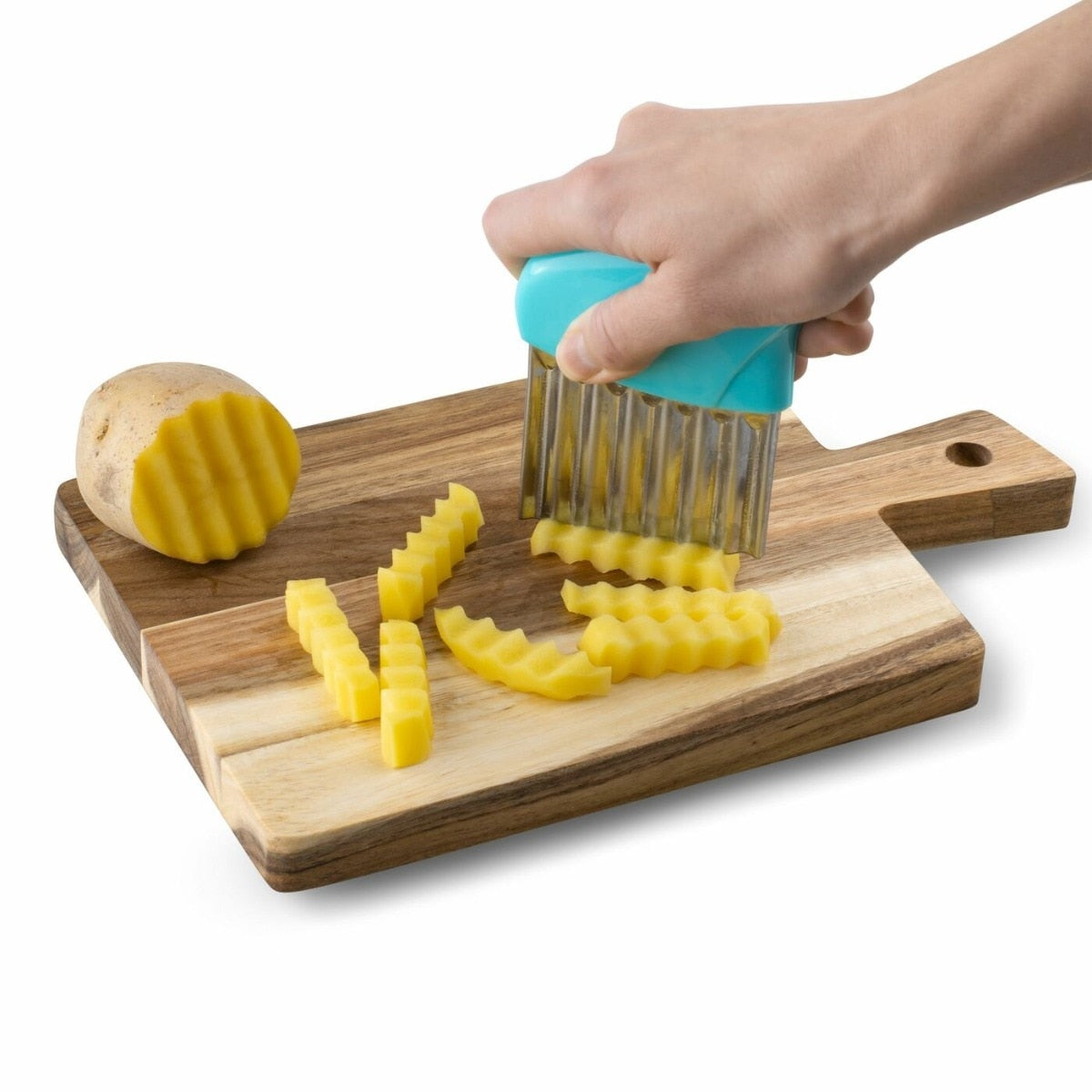 Cutter Cartofi Chips Macvi® Ondulat 11x10 cm Taietor Legume Lama Inox pentru Cartofi Castraveti Bucatarie