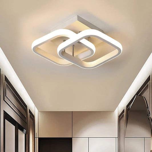 Lustra LED Macvi® 22W Design Modern cu Patrate Alb Acril Metal 29x19x9 cm pentru Living Dormitor