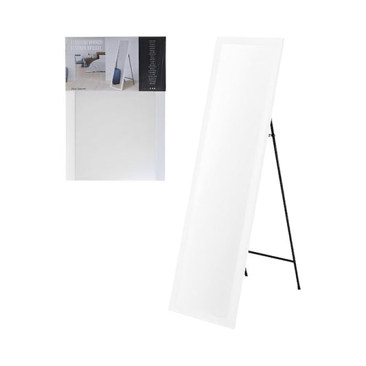 Oglinda de podea Macvi®, rama alba, 36 x 126 cm, pliabila, cu picior metalic, oglinda dressing dormitor living