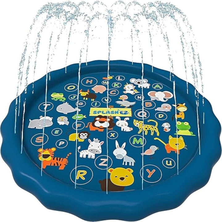 Covor cu Pulverizare Apa, MACVI, 170 cm, Albastru, PVC, pentru joaca in aer liber