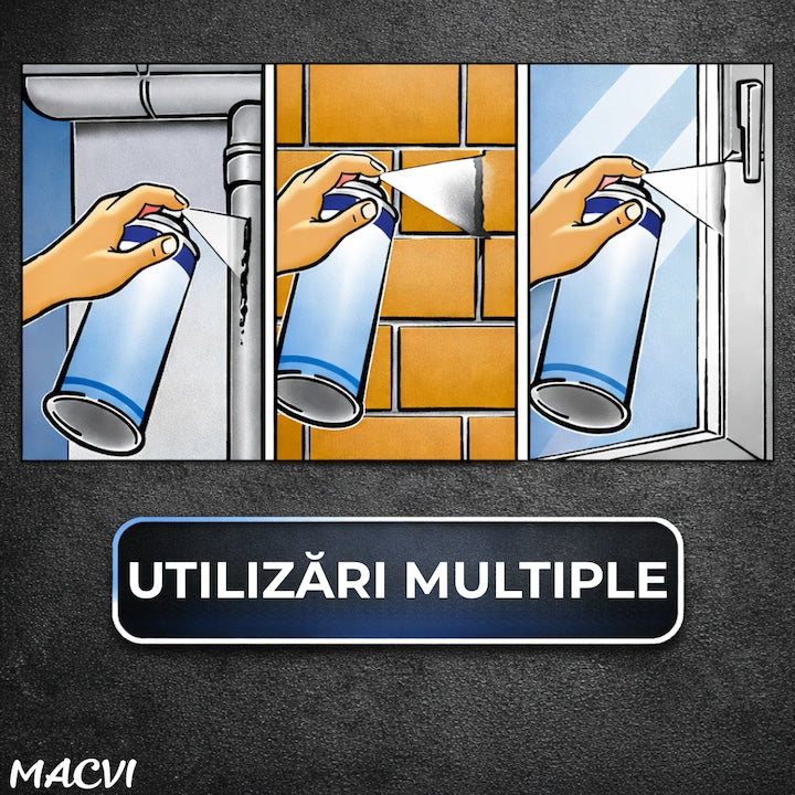 Spray Etansare Macvi® 450ml Hidroizolatie Rapida, Impermeabilizare Crapaturi, Protectie de Lunga Durata, Gri