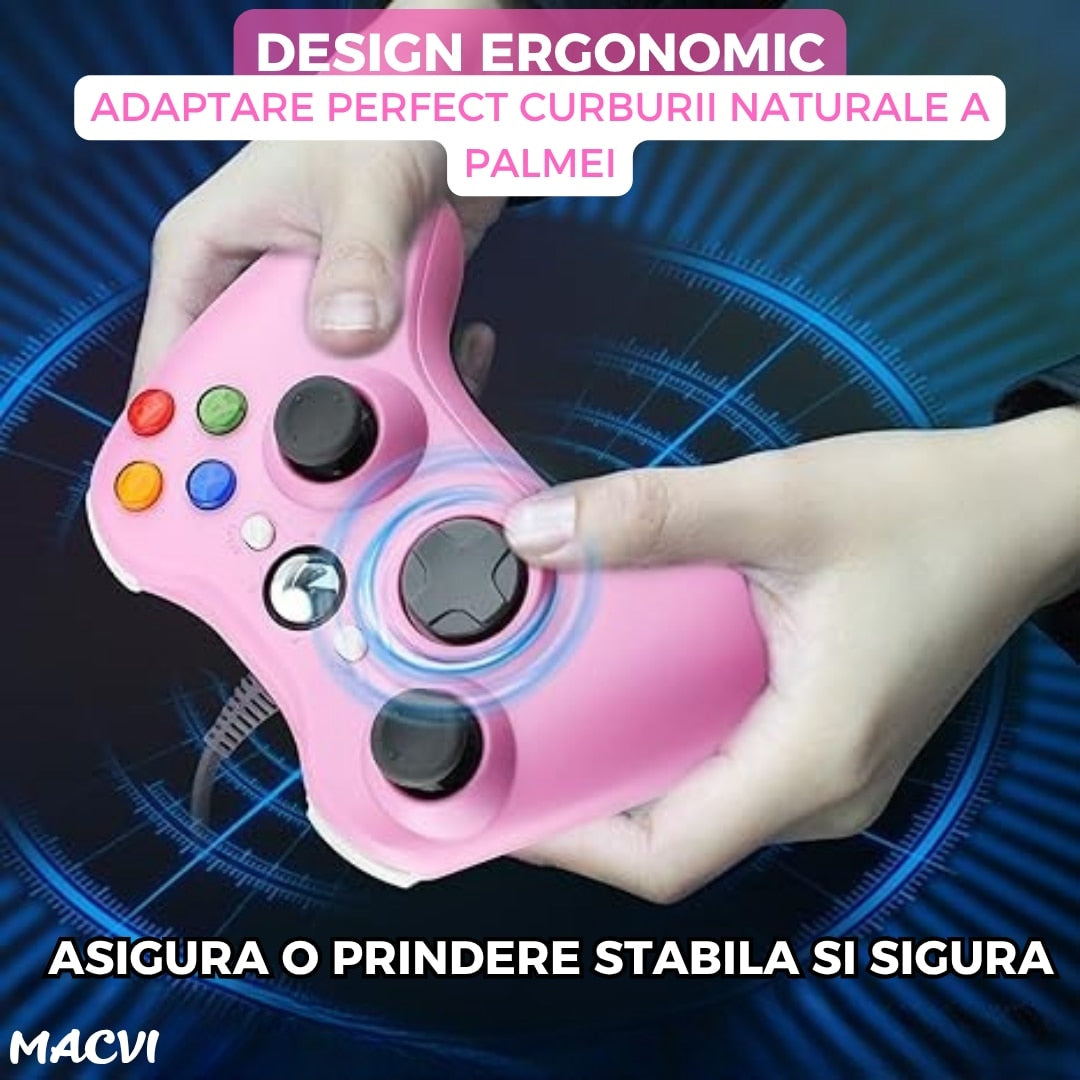 Controller Dual Shock Macvi® pentru PC si Xbox 360 cu stick-uri analog vibratii realiste dualpad 8 directii conectare USB cablu 2, 5 m