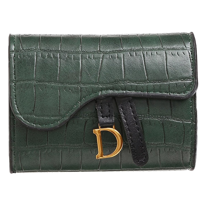 Portofel Dama Macvi® Verde pentru Carduri, Portcard Elegant Compact, Material Ecologic Premium, Design Rafinant, Portofel Mic de Geanta